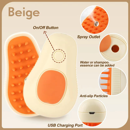 Escova Elétrica 3 em 1 para Cães e Gatos com Pulverização e Massage / 3-in-1 Electric Pet Brush with Spray, Massage & Hair Removal