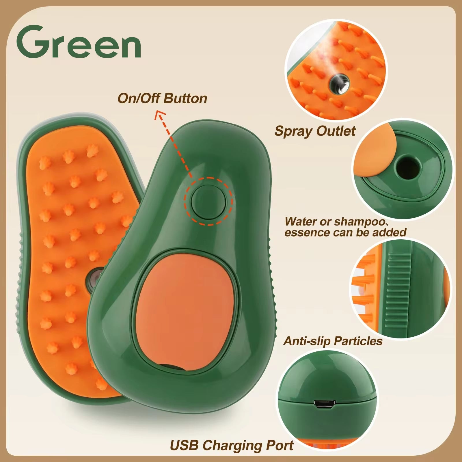 Escova Elétrica 3 em 1 para Cães e Gatos com Pulverização e Massage / 3-in-1 Electric Pet Brush with Spray, Massage & Hair Removal