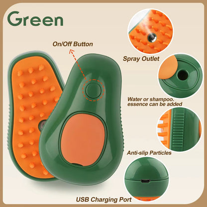 Escova Elétrica 3 em 1 para Cães e Gatos com Pulverização e Massage / 3-in-1 Electric Pet Brush with Spray, Massage & Hair Removal