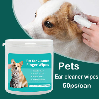 Toalhitas de Limpeza para Ouvidos de Cães e Gatos – Remoção de Cera e Ácaros / Pet Ear Cleaning Finger Wipes for Dogs & Cats – Ear Care & Wax Removal