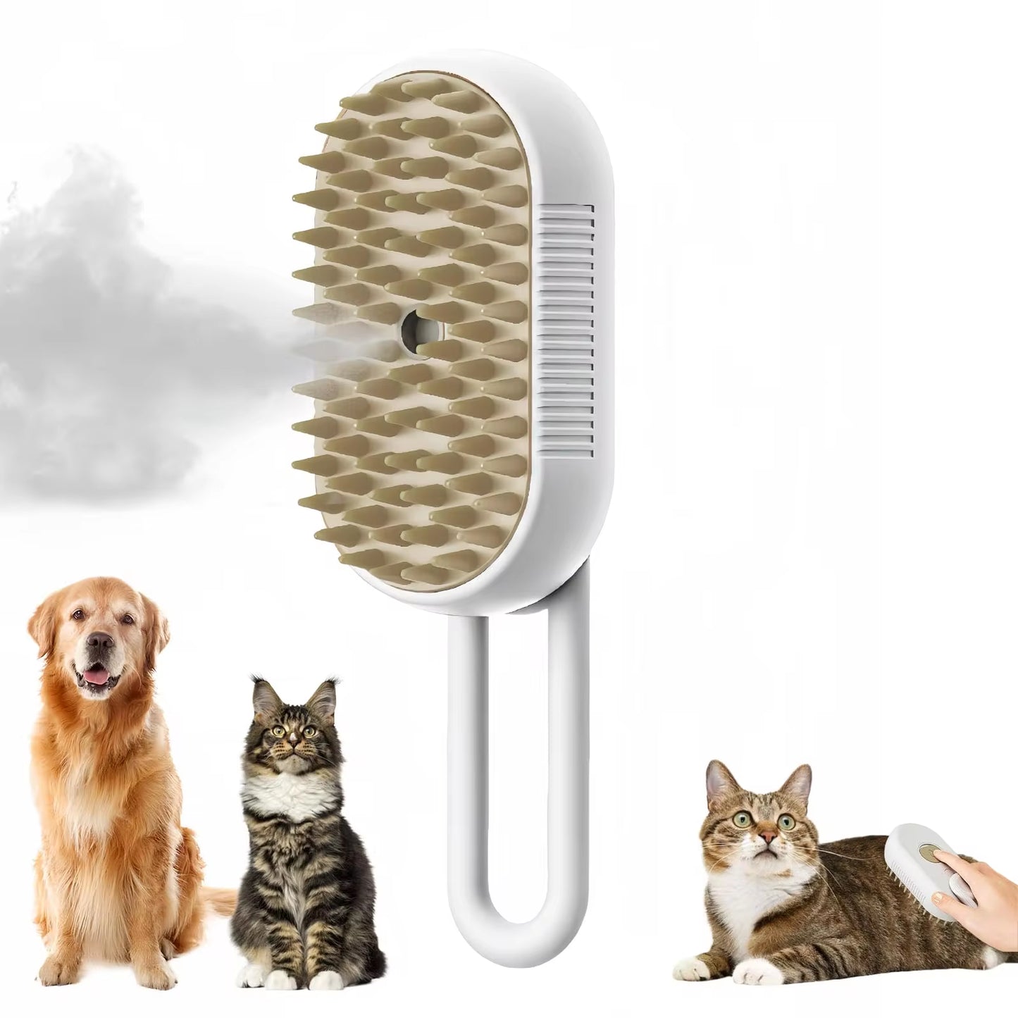 Escova Elétrica 3 em 1 para Cães e Gatos com Pulverização e Massage / 3-in-1 Electric Pet Brush with Spray, Massage & Hair Removal