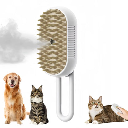 Escova Elétrica 3 em 1 para Cães e Gatos com Pulverização e Massage / 3-in-1 Electric Pet Brush with Spray, Massage & Hair Removal