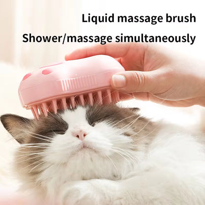 Escova Elétrica 3 em 1 para Cães e Gatos com Pulverização e Massage / 3-in-1 Electric Pet Brush with Spray, Massage & Hair Removal