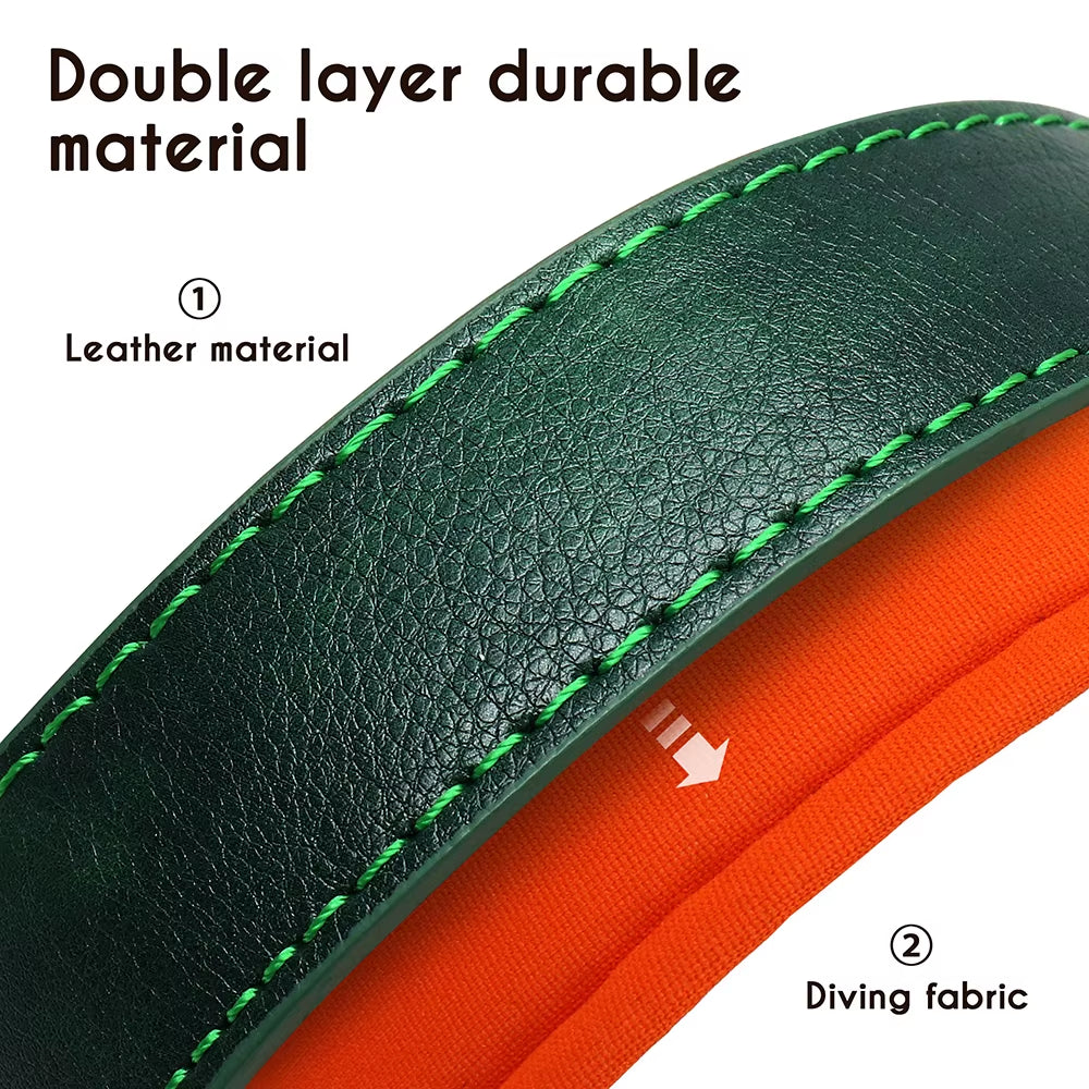 Coleira Personalizada em Pele PU para Cães – Com Placa Gravada Gratuita / Personalized PU Leather Dog Collar – Free Engraved Nameplate