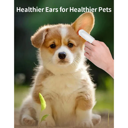 Toalhitas de Limpeza para Ouvidos de Cães e Gatos – Remoção de Cera e Ácaros / Pet Ear Cleaning Finger Wipes for Dogs & Cats – Ear Care & Wax Removal
